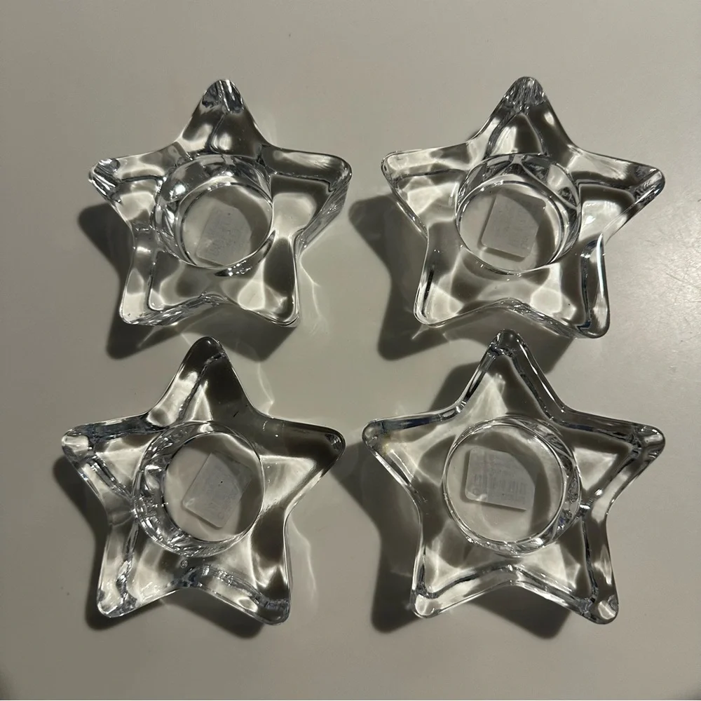 Crate & Barrel Star Tea Light Clear- Four NWT